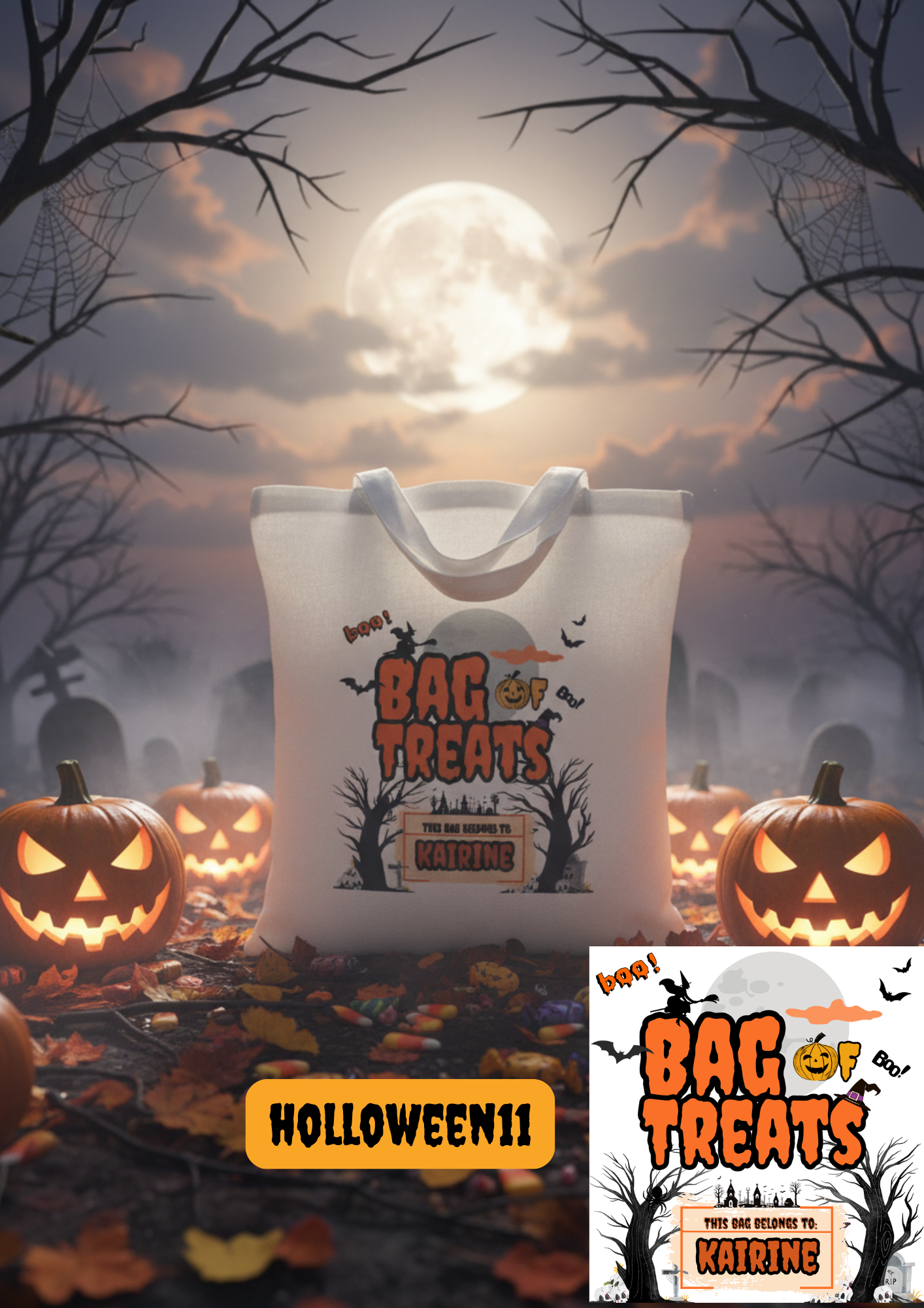 Personalized Spooky Trick-or-Treat Bag