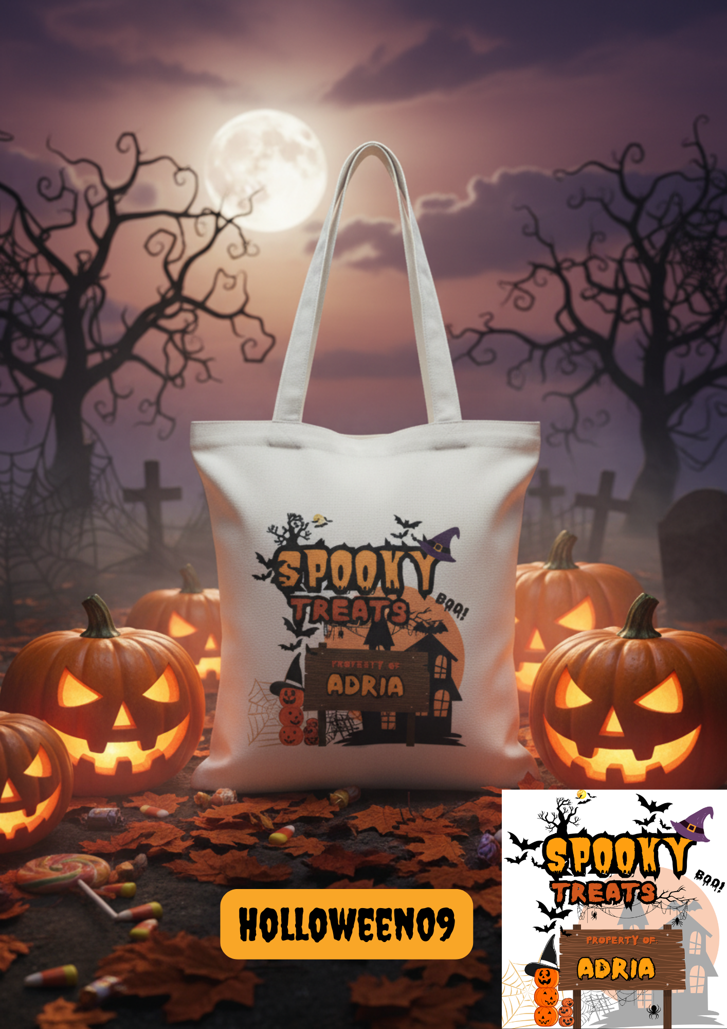 Personalized Spooky Trick-or-Treat Bag